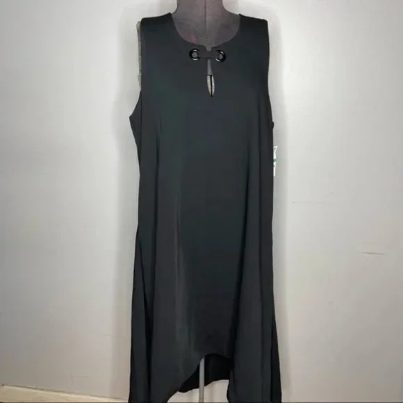 Black Sleeveless Dress with Keyhole Front Detail Size 16 - Picture 6 of 6